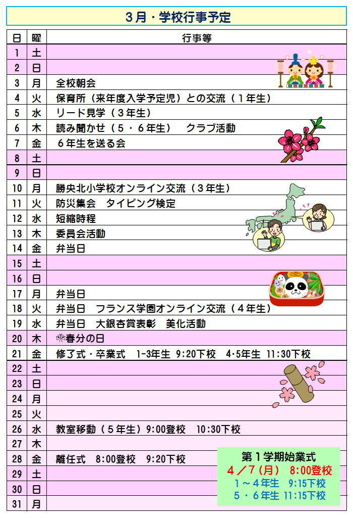行事３月